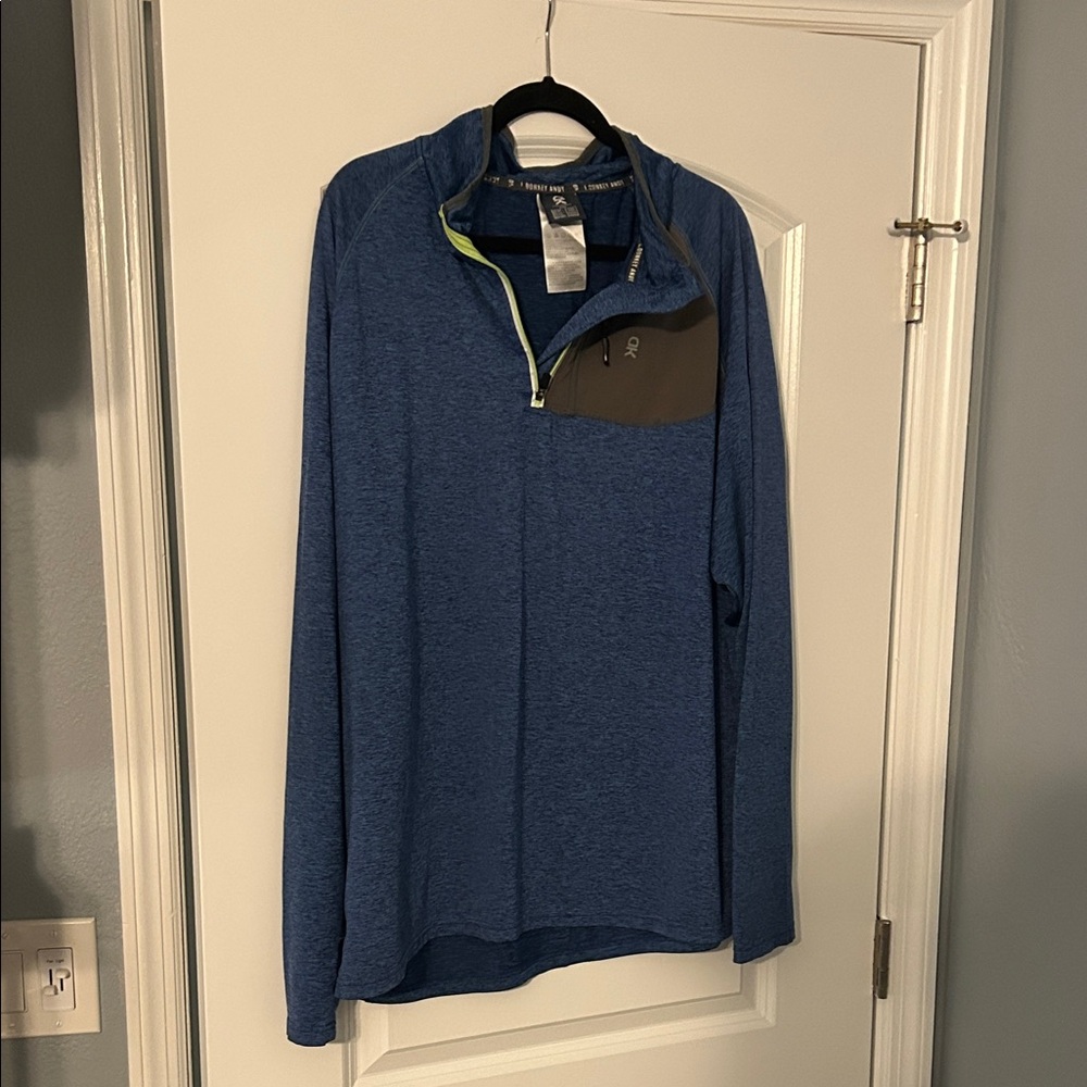 Donkey Andy Men’s 1/4-Zip Pullover – Large – Blue Heather – Performance Activewe